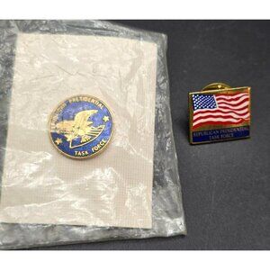 Republican Presidential Task Force Pins Gold & Enamel Eagle & USA Flag jj4201